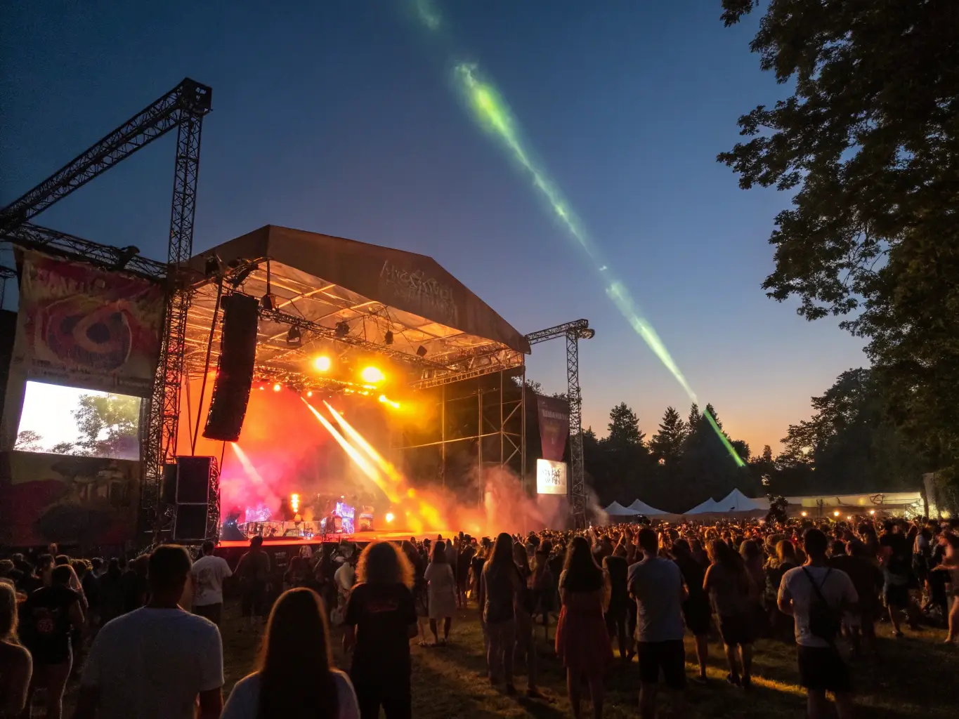 A vibrant image of a music festival organized by L’UNIVERS CULTUREL, showcasing a diverse crowd enjoying live music and cultural performances.