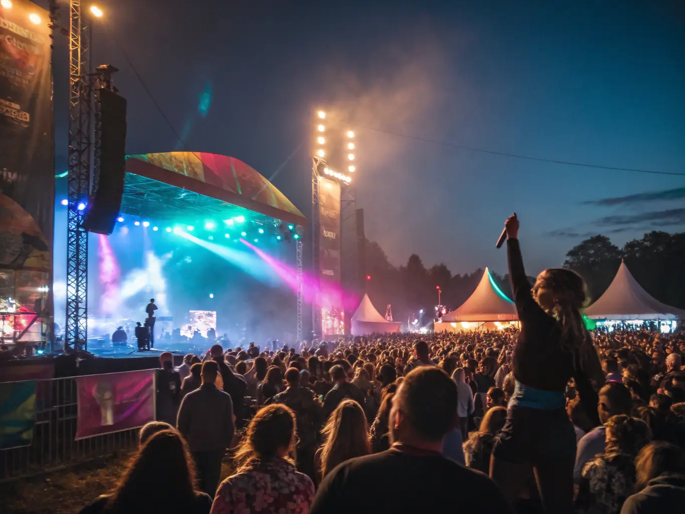 A vibrant image of a music festival organized by L’UNIVERS CULTUREL, featuring diverse performers and an enthusiastic audience, capturing the energy and community spirit of the event.